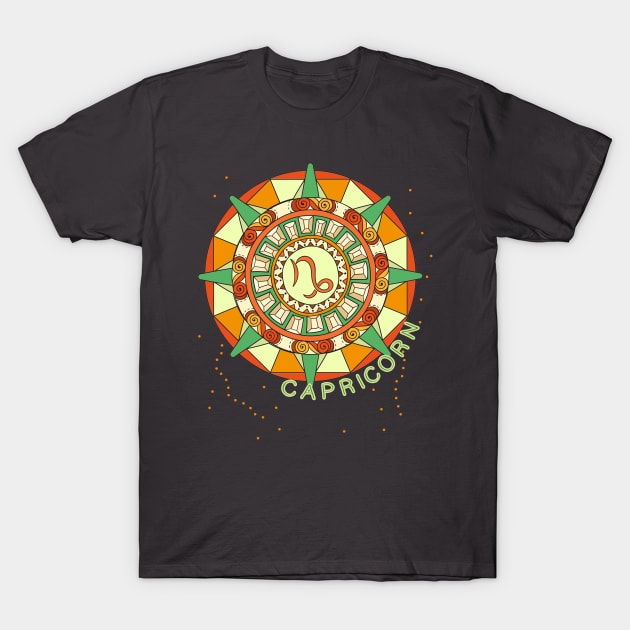 Capricorn Ornate Mandala T-Shirt by Scarebaby